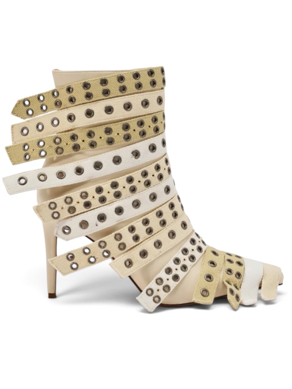 AZALEA WANG UZMA BONE DENIM SILVER HARDWARE STILETTO BOOTIE